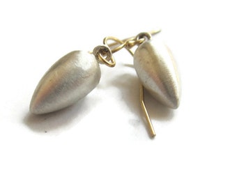 Silver Acorn  Earrings, Seed Pod Drop  Teardrop Dangle Drops , Artisan Handmade  by Sheri Beryl