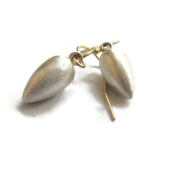 Silver Acorn  Earrings, Seed Pod Drop  Teardrop Dangle Drops , Artisan Handmade  by Sheri Beryl