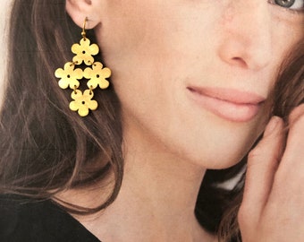 Flower Chandelier Earrings 18K Gold Vermeil Daisy Chain Earring Drops  Bohemian Jewelry Artisan Handmade  by Sheri Beryl