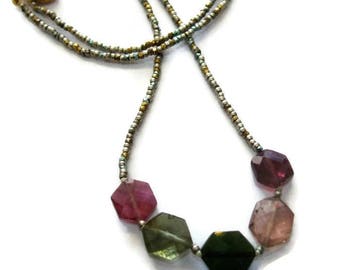 Multi Color Tourmaline Necklace Faceted Gemstones  Artisan Handmade by SHERI BERYl