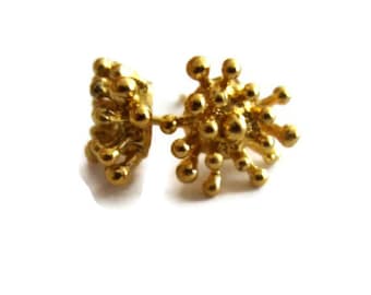 Starburst Earrings,  Small Gold Flower Studs,  Post Earrings, Gold Vermeil  Artisan Handmade by Sheri Beryl