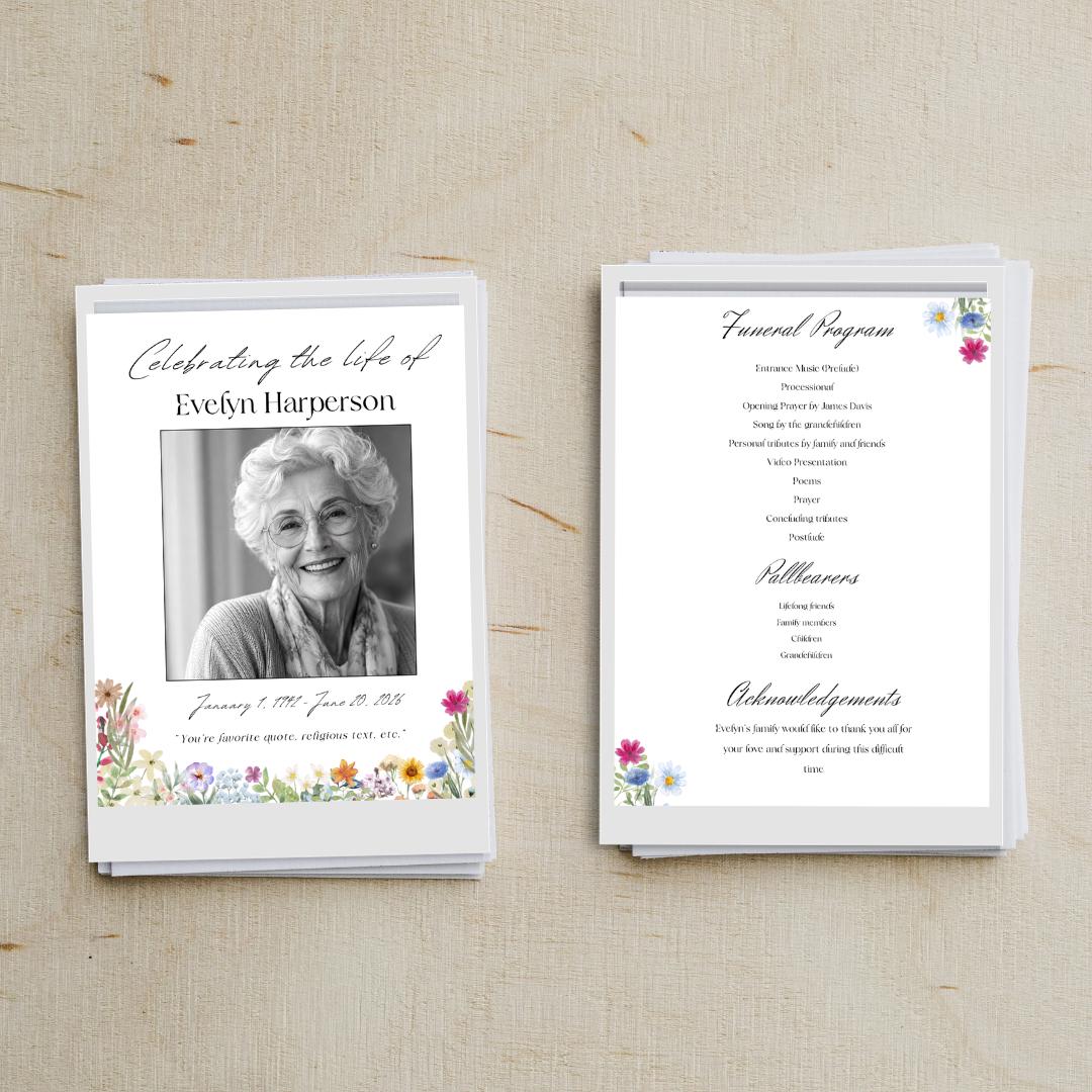 Editable Funeral Program Template | Celebration of Life Canva Template ...