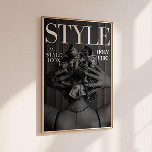 Fashion Wall Art Money Collage Poster Black White Editorial Print Holy Chic Typography Luxury Glam Decor Unframed image 4