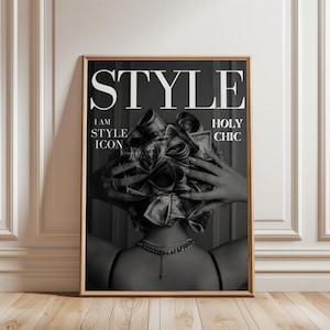 Fashion Wall Art Money Collage Poster Black White Editorial Print Holy Chic Typography Luxury Glam Decor Unframed image 3