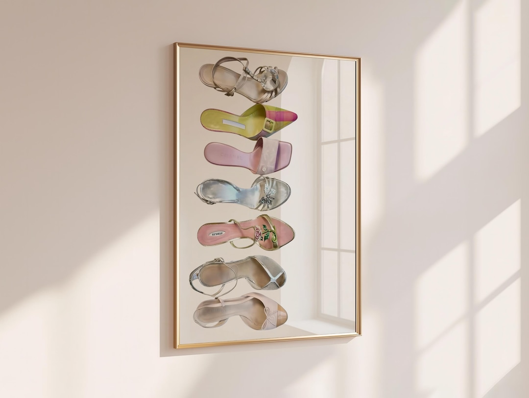 Y2K High Heel Wall Art, Pink Silver Sandal Collage, Retro Fashion Bedroom Dorm Decor, Girly Shoe Art, UNFRAMED - Etsy