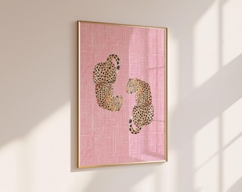 Leopard Aesthetic Trendy Wall Art Pink Y2K Dorm College Bedroom Decor Poster UNFRAMED