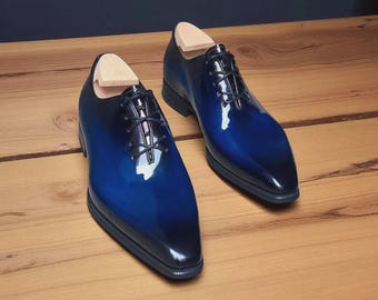Handgefertigte Oxford-Schuhe aus königsblauem Leder – NewBally Designs