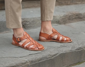 Handgemaakte vintage leren herensandalen | Vervaardigd in Pakistan