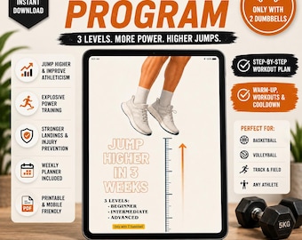 Vertical Jump Program PDF | Plyometric Workout Plan for Basketball & Volleyball | 3-Level Explosive Jump Training