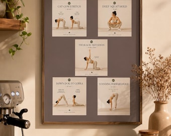 5 Minute Morning Mobility Routine Poster | Yoga, Pilates Inspired Wellness Art (Digital Download)