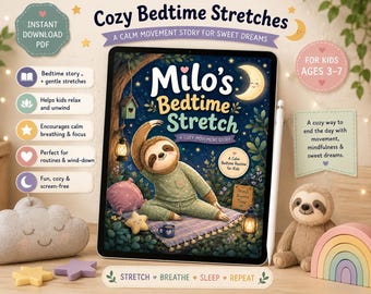 Milo's Bedtime Stretch Story | Kids Gentle Movement Routine (Printable PDF)
