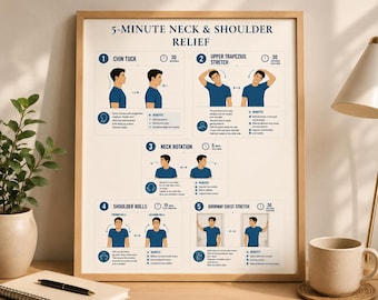 5-Minute Neck & Shoulder Relief Poster | Printable Mobility Guide (Digital Download)