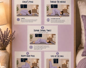 Sleep Better Stretch Routine Poster | Bedtime Stretches for Better Sleep | Printable Wellness Wall Art | Relaxing Evening Routine PDF