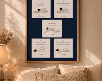 Bedtime Mobility Routine Poster | Evening Stretch, Sleep Wellness Art (Digital Download)