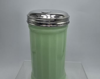 Vintage JADEITE Paneled Sugar Shaker Pourer Dispenser Green 6" tall