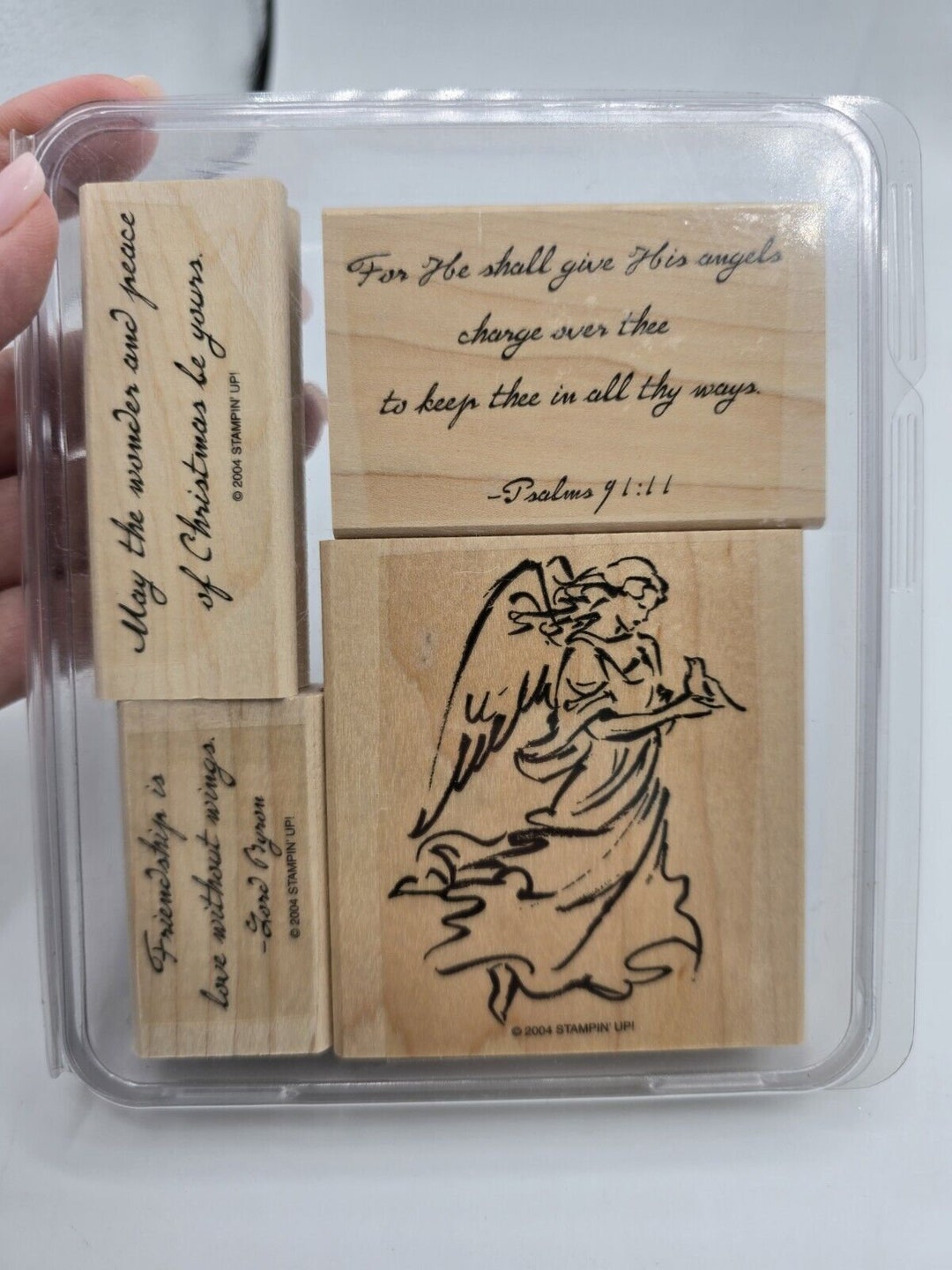 Stampin' Up on Angel Wings 2004 Retired Wood Rubber Stamp Set of 4 - Etsy