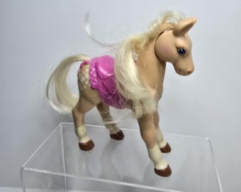 Vintage Barbie Tan Horse Pink Saddle Moveable Head Mattel 2001