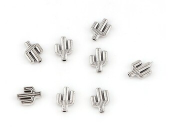 BULK 50 Cactus spacer bead charms antique silver tone L270