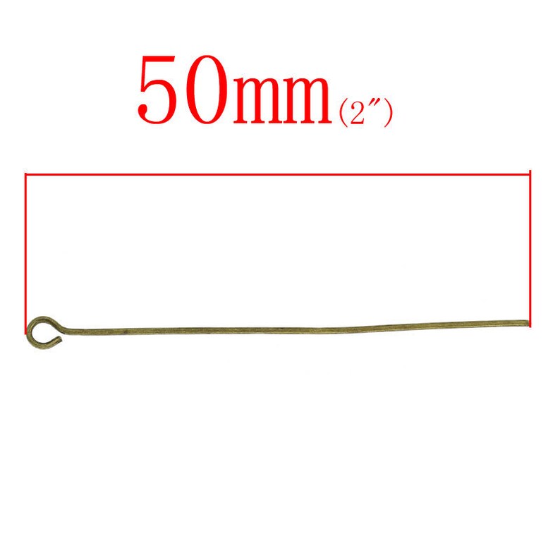 50pc Antique Bronze Eye Pin 50mm 21 Gauge Jewelry Etsy