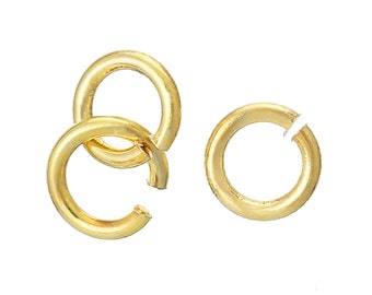 50pcs - 18K Gold Plated 4mm Jump Ring - 21 Gauge, Jewelry Finding, Jewelry Making Supplies, Copper Supplies, Ships from USA - JR100