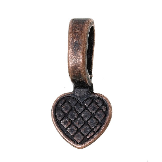 200 Glue on Heart Bails Pendant Hanger Silver Plated 16x8mm