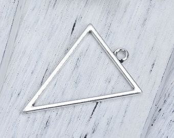 2pc Antique Silver Geometric Triangle Pendant - 35x27mm - Charm Jewelry Finding, Necklace Jewelry Making Supplies, Ships from USA - O19