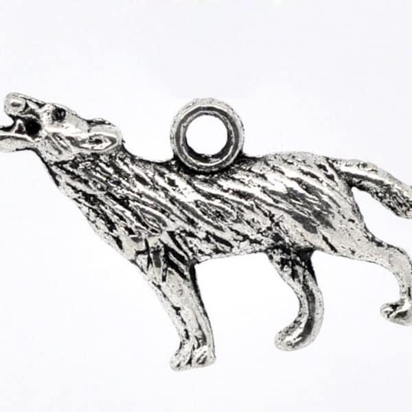 2pc Silver Tone Wolf Pendant - 25x18mm - Animal Pendant, Charm for Bracelet, New Age Necklace, Game of Thrones, Stark Inspired DIY - A12