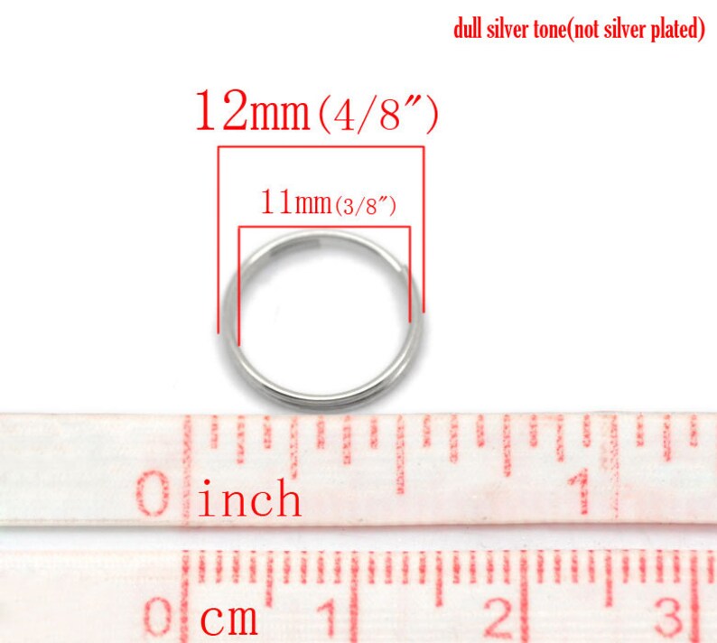 100pcs 12mm Silver Tone Split Ring 15 Gauge Jewelry Finding, Silver Tone Finding, Jewelry Making Supplies, DIY, Ships from USA JR36 image 2