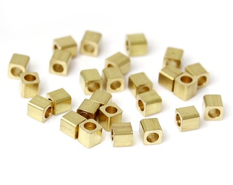 50pc Light Gold Plated Copper Square Spacer Bead -  2x2mm - Dainty Bead, Bracelet Bead, Beading, Jewelry Finding, Ships from the USA - B244