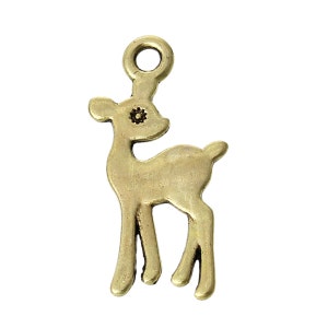 5pc Gold Tone Deer Pendants -21x11mm - Ships from USA, Bambi Pendant, Antler Pendant, Gold Tone Pendant, Deer Charm, Antler Charm - A38