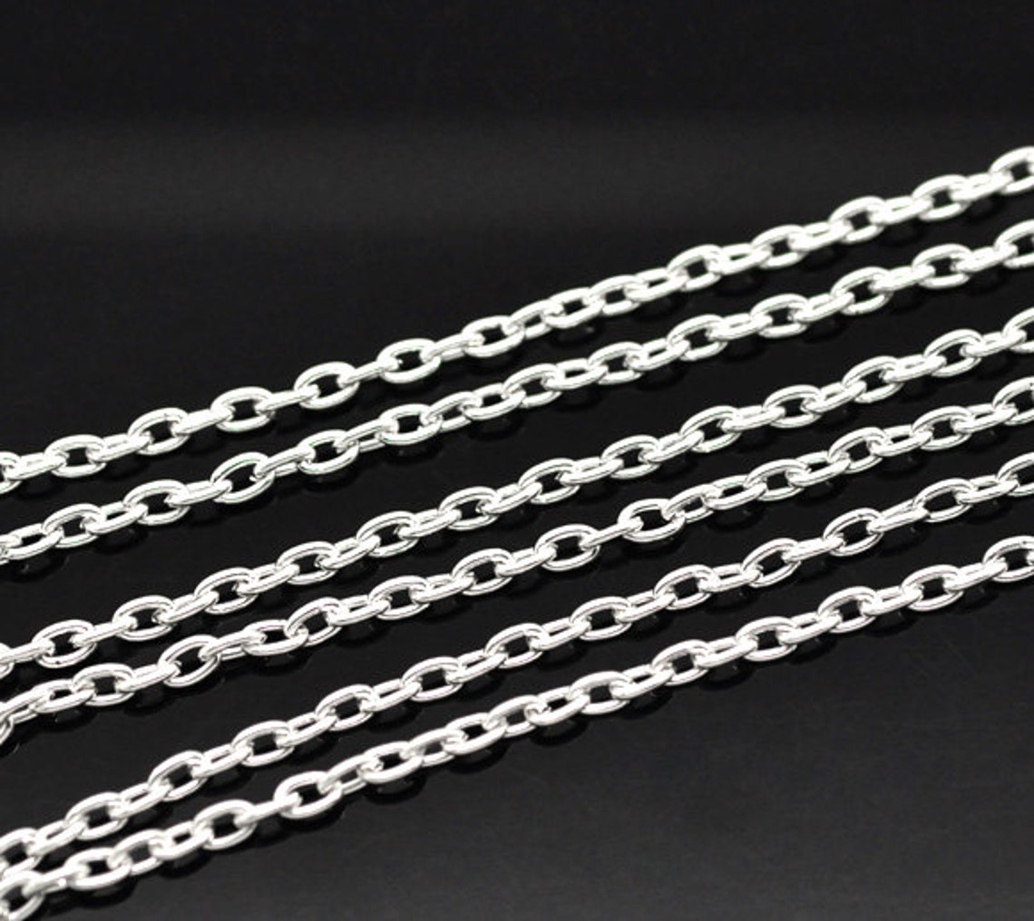 32 Feet Silver Plated Chain 4x3mm Ships From USA Wholesale | Etsy