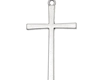 5pc Antique Silver Cross Pendants - 43x25mm - Charm, Jewelry Finding, Jewelry Making Supplies, Necklace, Bracelet, Ships from the USA - O123