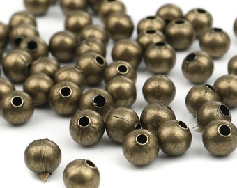 50pc Antique Bronze Round Ball Spacer Bead - 5mm - Bracelet Bead, Dainty Bead, Jewelry Finding Supplies, Beading, DIY, Ships from USA - B54