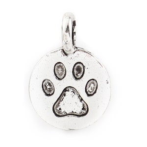2pcs Antique Silver Dog Paw Pendant Connector - 16x11mm - Pet Charm, Cat RIP Remembrance Jewelry Making Jewelry Finding Ships from USA - A17