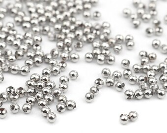 500pc Silver Tone Round Spacer Bead - 2mm - Tiny Small Bracelet Bead, Dainty Bead, Jewelry Finding, Beading, DIY, Ships from USA - B44-2