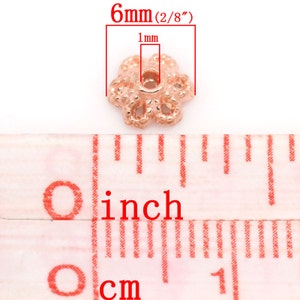 20pc Rose Gold Plated Bead Cap 6x2.5mm Fits 8-12mm beads Earring Beading, Jewelry Finding, Making Supplies, Ships from USA BC25 image 2