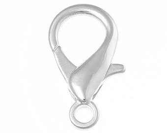 5pcs - Silver Plated Lobster Clasp - 23x12mm - Ships from USA, Necklace Finding, Jewelry Supply, Silver Supply, Silver Finding - C51