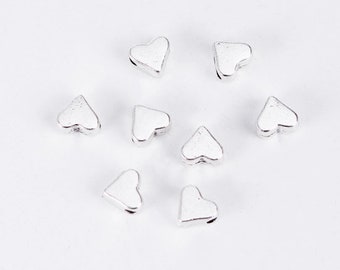20pc Antique Silver Heart Shaped Spacer Bead -  6x5mm - Minimal Modern Bracelet Bead Beading Dainty Jewelry Finding Ships from USA - B17