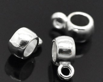 20pc Silver Plated Bail Beads - 9x4mm - Ships from USA, Jewelry Finding, Jewelry Making, DIY, Silver Bail, Bail Charm, Bracelet Bail- B17