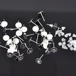 500pcs Silver Plated Earring Posts with 8mm Pad & Stoppers - Wholesale Earring Finding, Wholesale Supplies, Bulk, DIY, Shipped from USA - E4 image 4