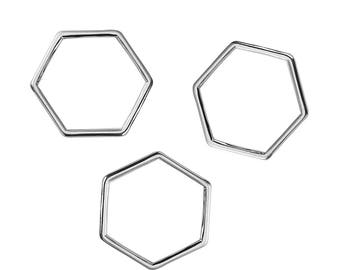 5pc Silver Tone Honeycomb Charms - 23x20mm - Connector, Hexagon, Necklace, Jewelry Making Supplies, Jewelry Finding, Ships from USA - N52