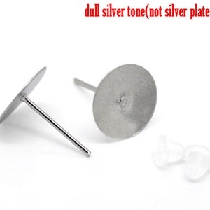 300pcs Silver Tone Earring Posts with 10mm Pad & Stoppers - Earring Jewelry Finding Wholesale Jewelry Making Supplies Shipped from USA - E13