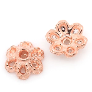 20pc Rose Gold Plated Bead Cap 6x2.5mm Fits 8-12mm beads Earring Beading, Jewelry Finding, Making Supplies, Ships from USA BC25 image 1