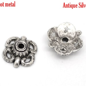 20pc Silver Tone Flower Bead Cap - 9x3mm - Earring Finding, Beading, Jewelry Finding, Jewelry Making Supplies, Ships from USA - BC19