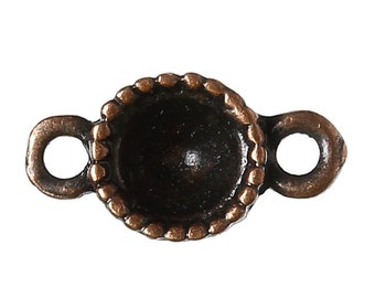 10pc Antique Copper Round Connectors - 14x7mm - Ships from USA, Jewelry Finding, Copper Connector, Jewelry Supplies, Copper Supplies - C44