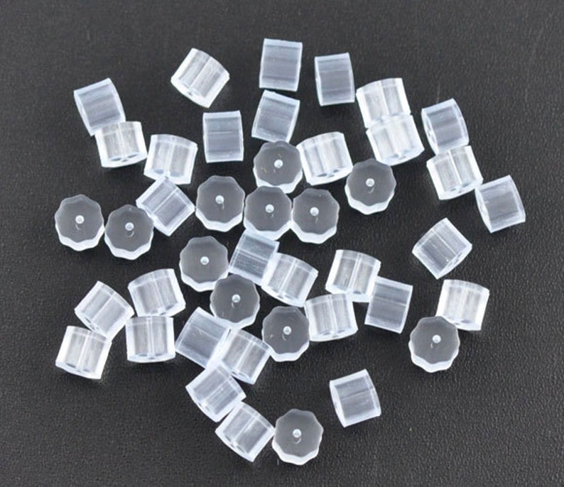 100pc Clear Rubber Earring Stopper 3x3mm Earring Finding, Ear Stop Jewelry Finding, Jewelry Making Supplies, DIY, Shipped from USA E17 image 1