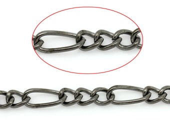 16ft Gunmetal Textured Chain - 7.5x3.4mm + 4x3mm - Wholesale Jewelry Finding, Bulk Jewelry Making Supplies, Ships from USA - CH18