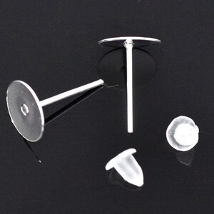 500pcs Silver Plated Earring Posts with 8mm Pad & Stoppers - Wholesale Earring Finding, Wholesale Supplies, Bulk, DIY, Shipped from USA - E4 image 1