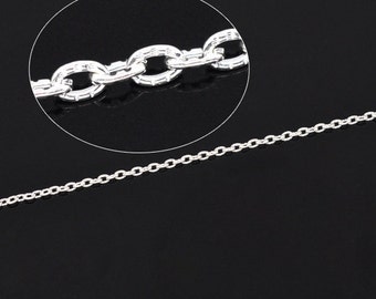 32ft Silver Plated Textured Cable Chain - 3x2mm - Wholesale Jewelry Finding, Bulk Jewelry Making Supplies, Ships from USA - CH25