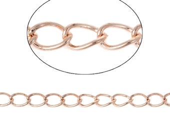 32ft Brass Rose Gold Plated Links-Open Curb Chain - 5x3mm - Wholesale Jewelry Finding, Bulk Jewelry Making Supplies, Ships from USA -CH45